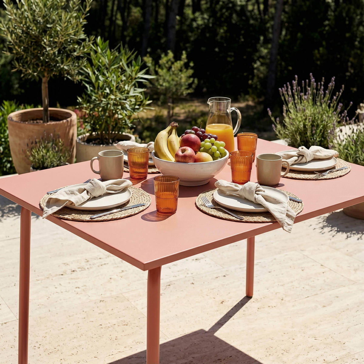 GARTENTISCH , Lehm - Pink, Metall (120/70/72cm) - Oviala