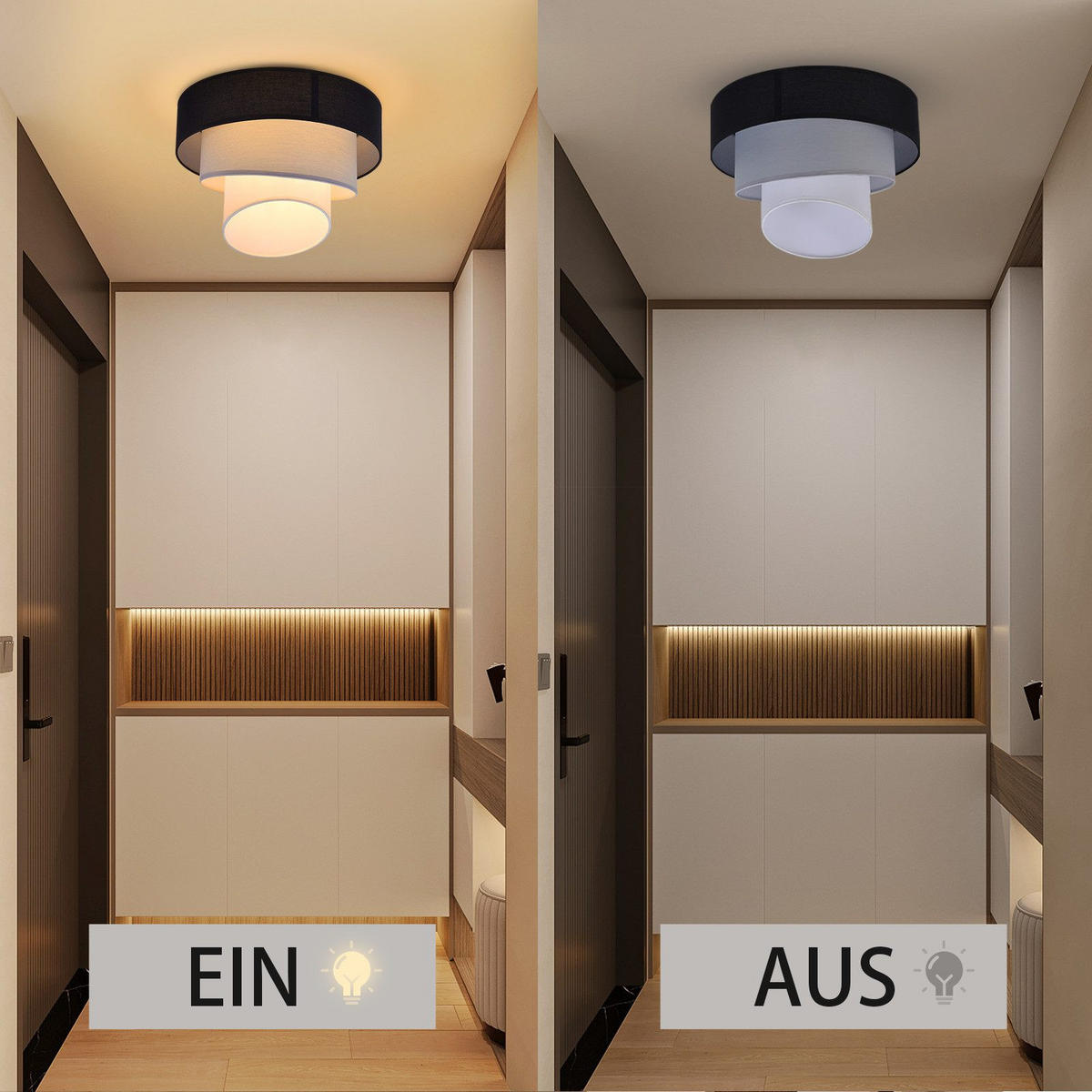 DECKENLEUCHTE Lassiter 40/40/29cm - Schwarz, Metall (40/40/29cm) - Nettlife