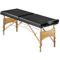MASSAGELIEGE Kunstleder Holz Schwarz - Schwarz, Kunststoff (70/86/215cm) - HOMCOM