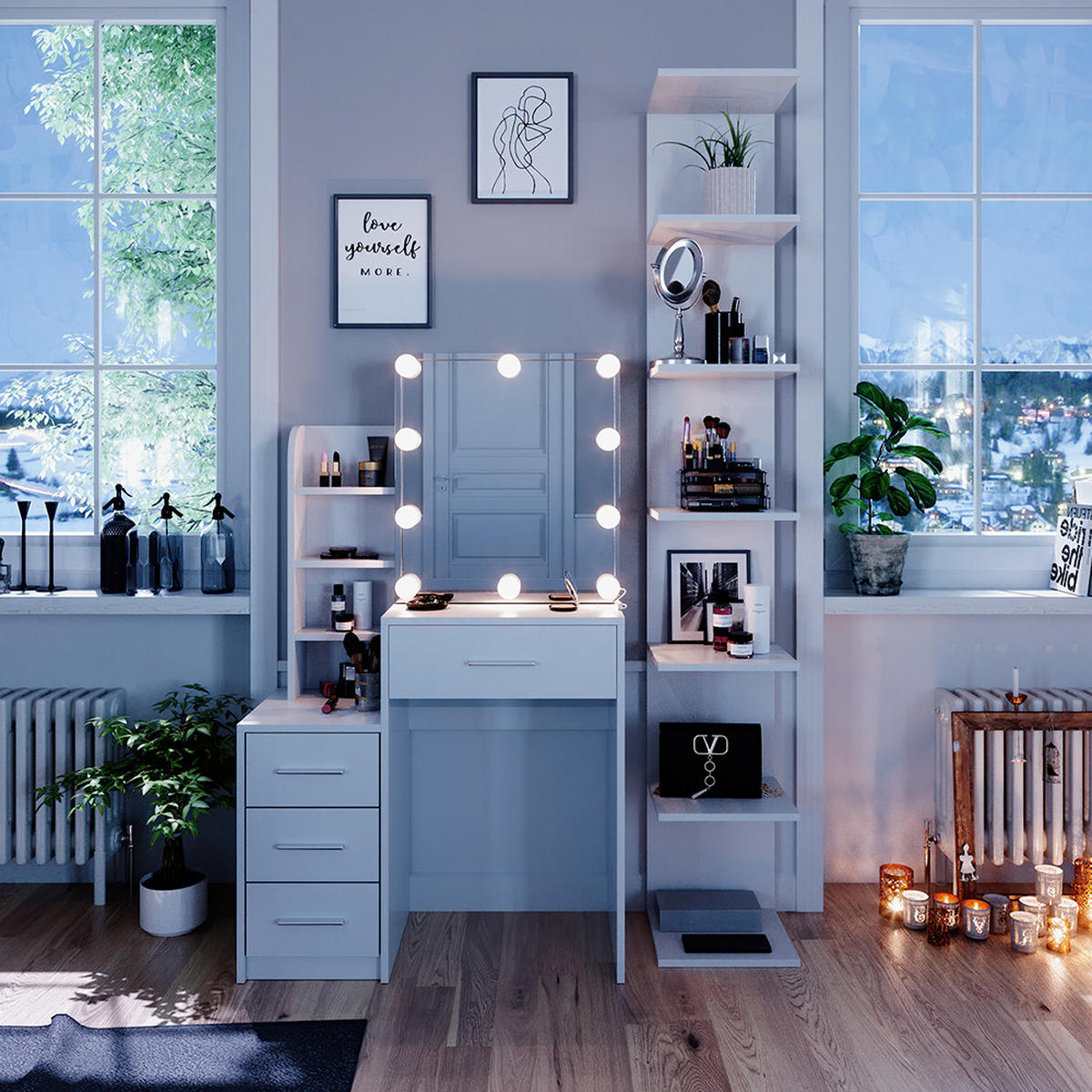 TOALETNÍ STOLEK Conrada Bílá - bílá, kompozitní dřevo (80/131.6/36cm) - Vicco