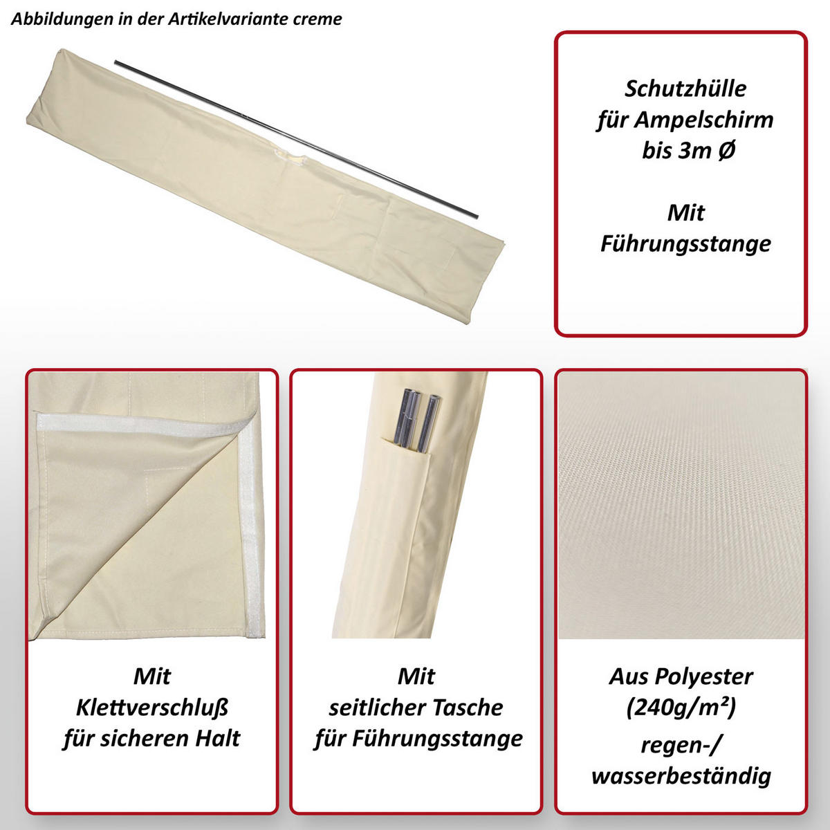 SCHUTZHÜLLE SONNENSCHIRME BIS 3M Beige - Beige, Textil (12/28/160cm) - MCW