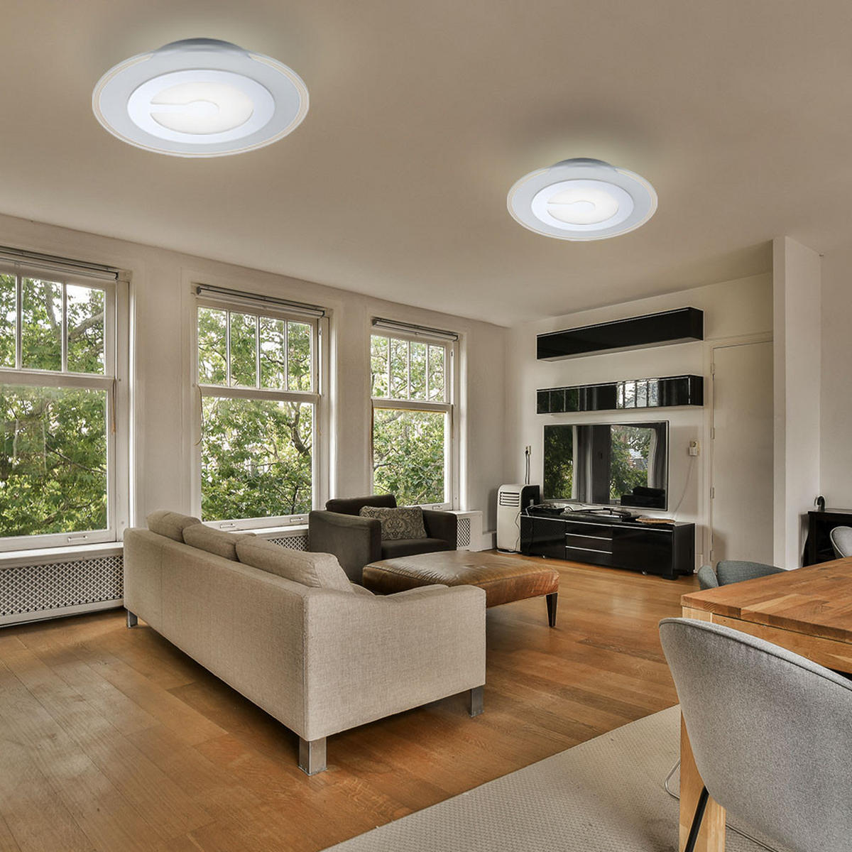 LED DECKENLEUCHTE Chrom Glas satiniert - Silberfarben, Glas (30/30/6.2cm) - Globo Lighting