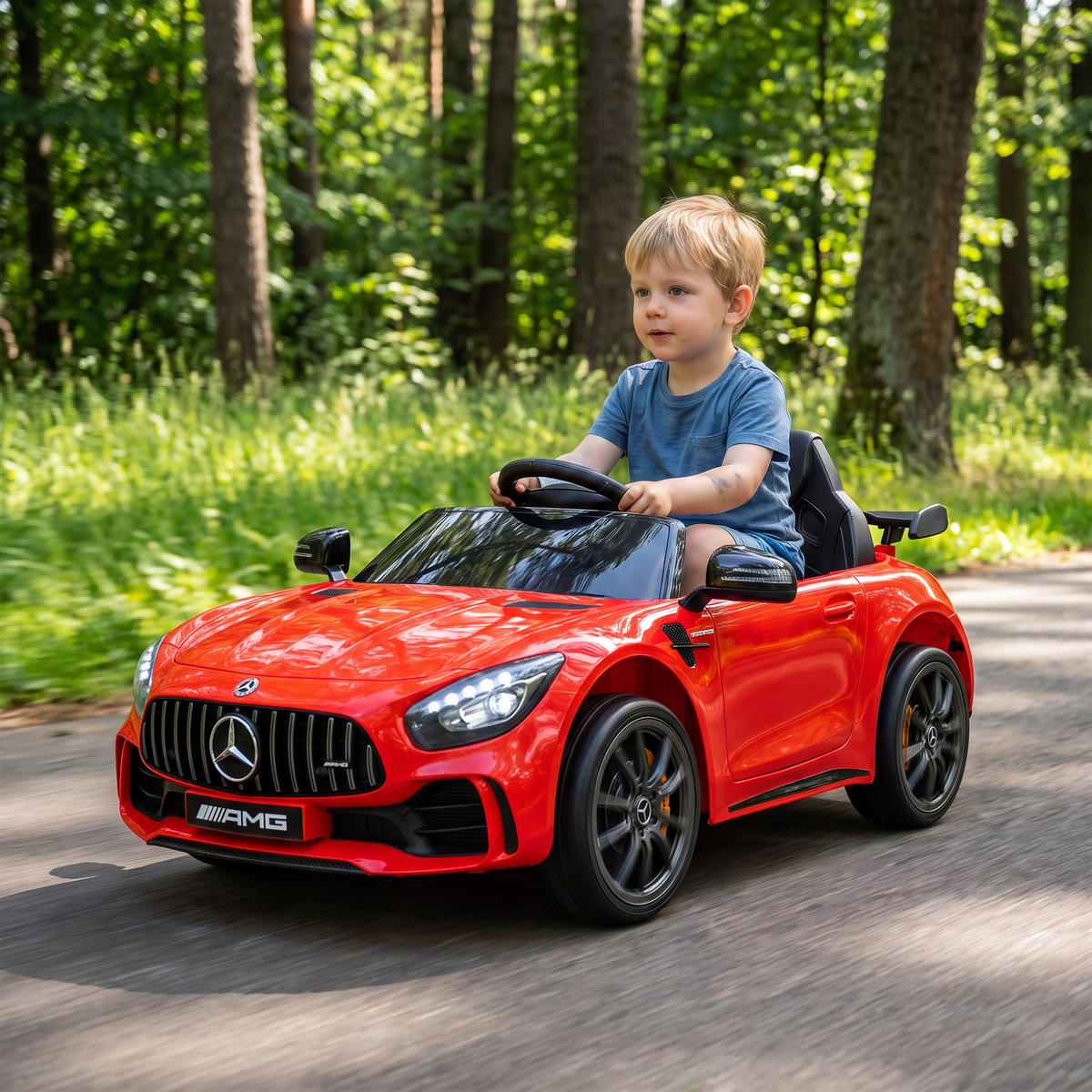 ELEKTRO-KINDERAUTO, Mercedes, 3-5 km/h, Fernbedienung, Licht & Musik, Rot - Rot, Kunststoff/Metall (108/67/46cm) - AIYAPLAY