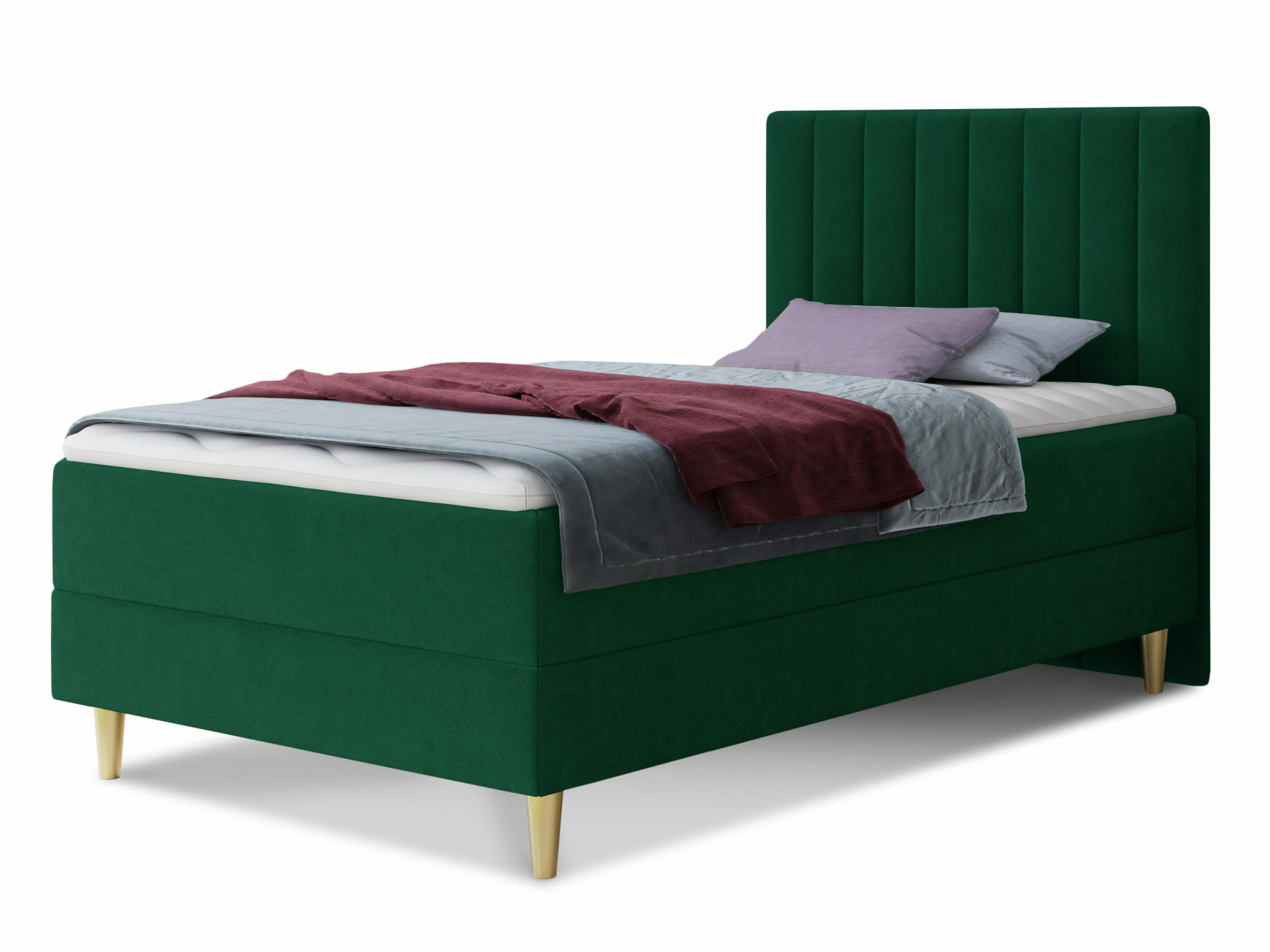 BOXBETT Gold Mini - 80x200 - Grün (Manila 35, Velvet) - Gelb/Grün, Holz/Holzwerkstoff (80/200cm) - Sofnet