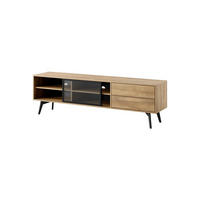 RTV-SCHRANK Swift Golden Eiche, TV-Tisch mit Schubladen - Schwarz/Braun, Holzwerkstoff (180/54/39cm) - Bettso