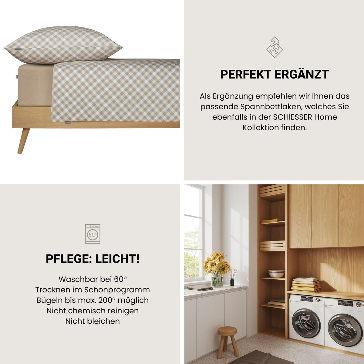 BETTWÄSCHESET Rin - Renforcé - 2-teilig - 135 x 200 cm - Grau - Grau, Textil (135/200cm) - SCHIESSER