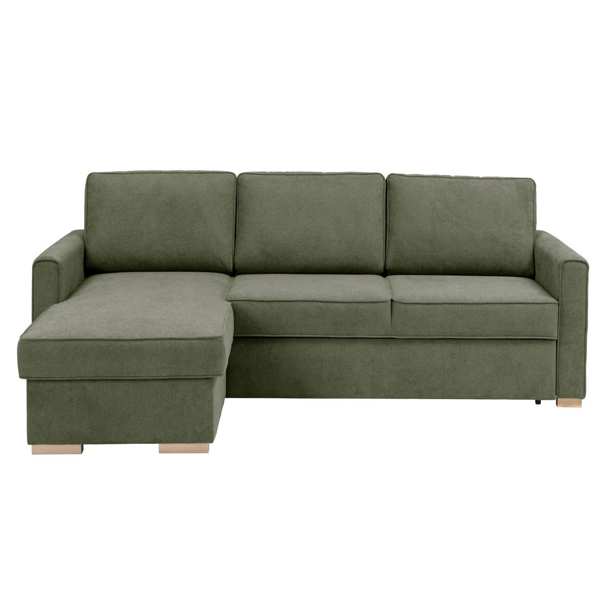 ECKSOFA mit Auszugsbett Kaysa Flachgewebe grün - Grün, Kunststoff (160/229cm) - 58aufmkessel