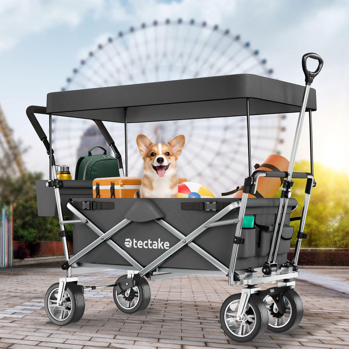 BOLLERWAGEN Nico, inklusive Tragetasche, Belastbarkeit 80 kg, grau - Grau, Metall (55.5/98/100cm) - tectake