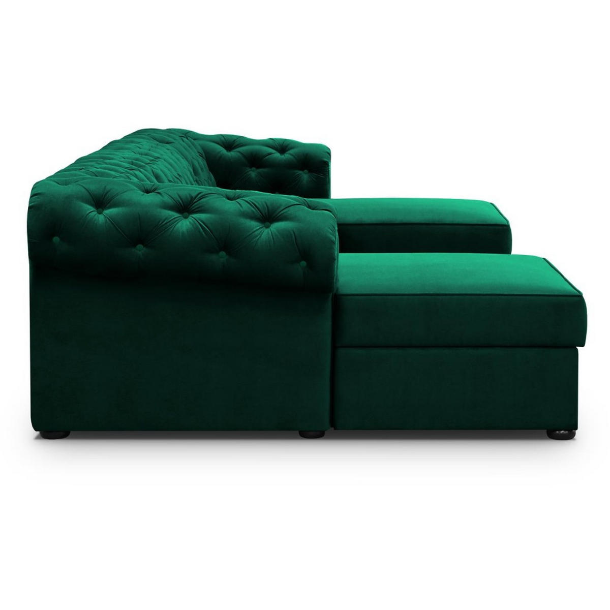 WOHNLANDSCHAFT Chester im Chesterfield-Stil, Dunkelgrün - Dunkelgrün/Schwarz, Textil (348/81/174cm) - Beautysofa
