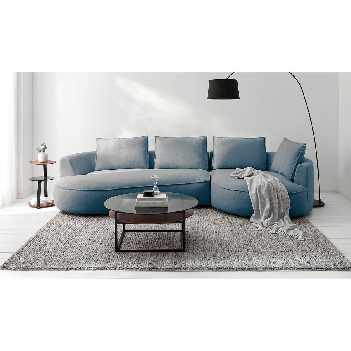 BIGSOFA - Blau, Kunststoff/Textil (322/82/154cm) - home24