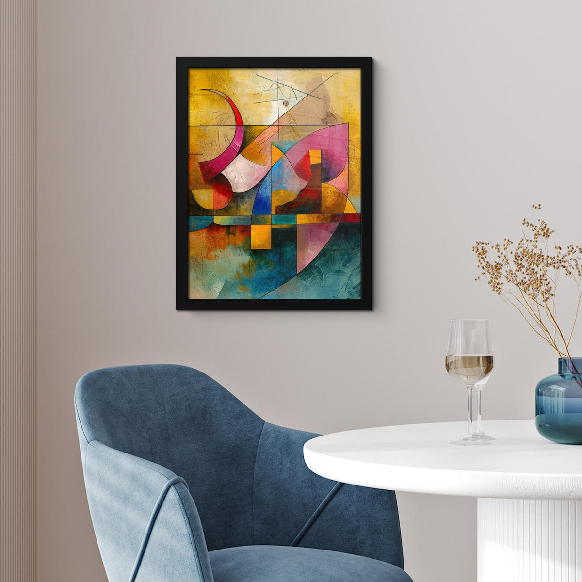 GERAHMTES BILD Kunst - Abstrakt - Modern 30x40 cm - Gelb, Papier (30/40cm) - MuchoWow