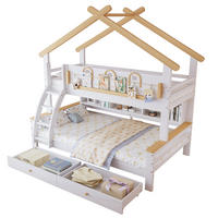 ETAGENBETT 90/200 cm & 120/200 cm in Weiß & Natur Kinderbett mit 2 Schubladen, Regal und Treppe - Weiß/Naturfarben, Holzwerkstoff (90/200cm) - STILVORA