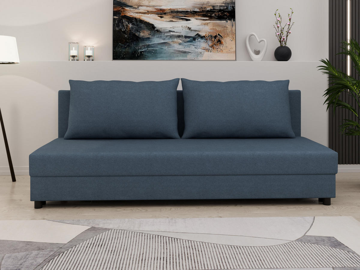SCHLAFSOFA Facile mit Bettkasten – Moderne 2-in-1 Couch mit Stauraum, blau - Blau, Holz (194/48/71cm) - Panda Möbel