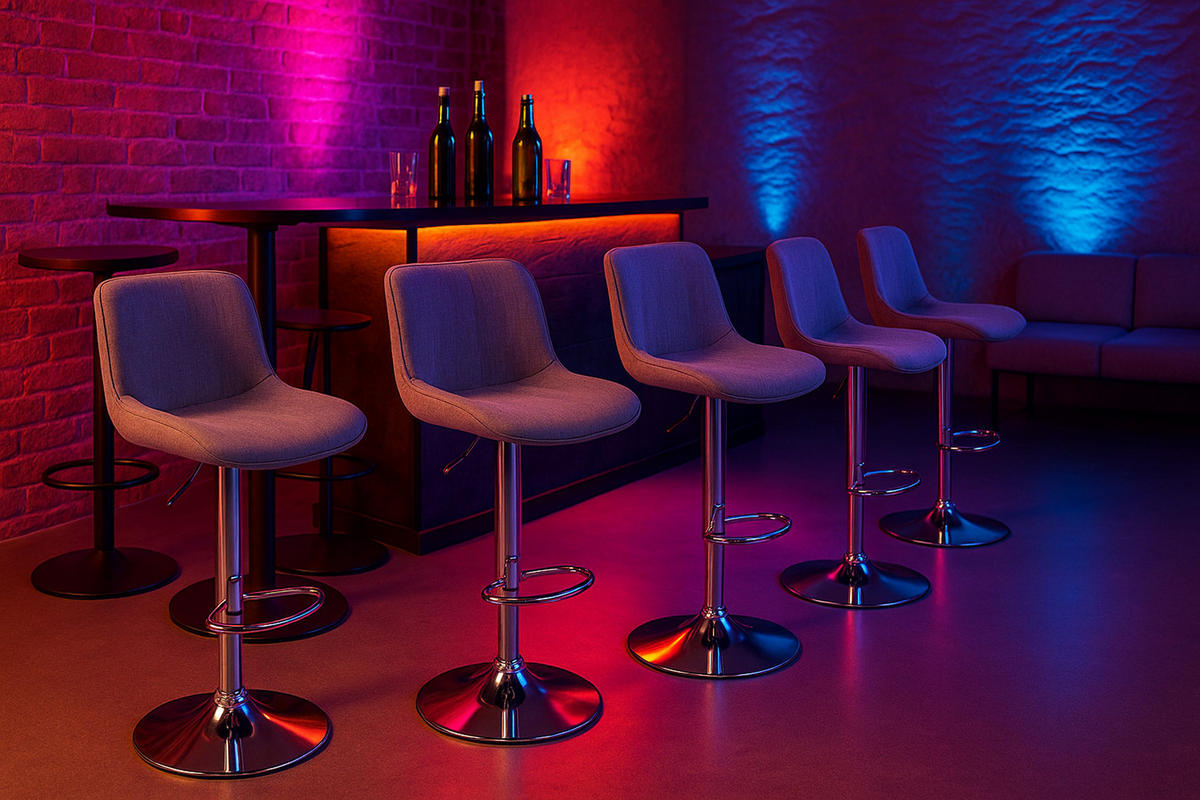 BARHOCKER Lento Gestell Metall in Chromoptik Stoff Grau - Chromfarben/Grau, Textil/Metall (50/108/50cm) - TPFLiving