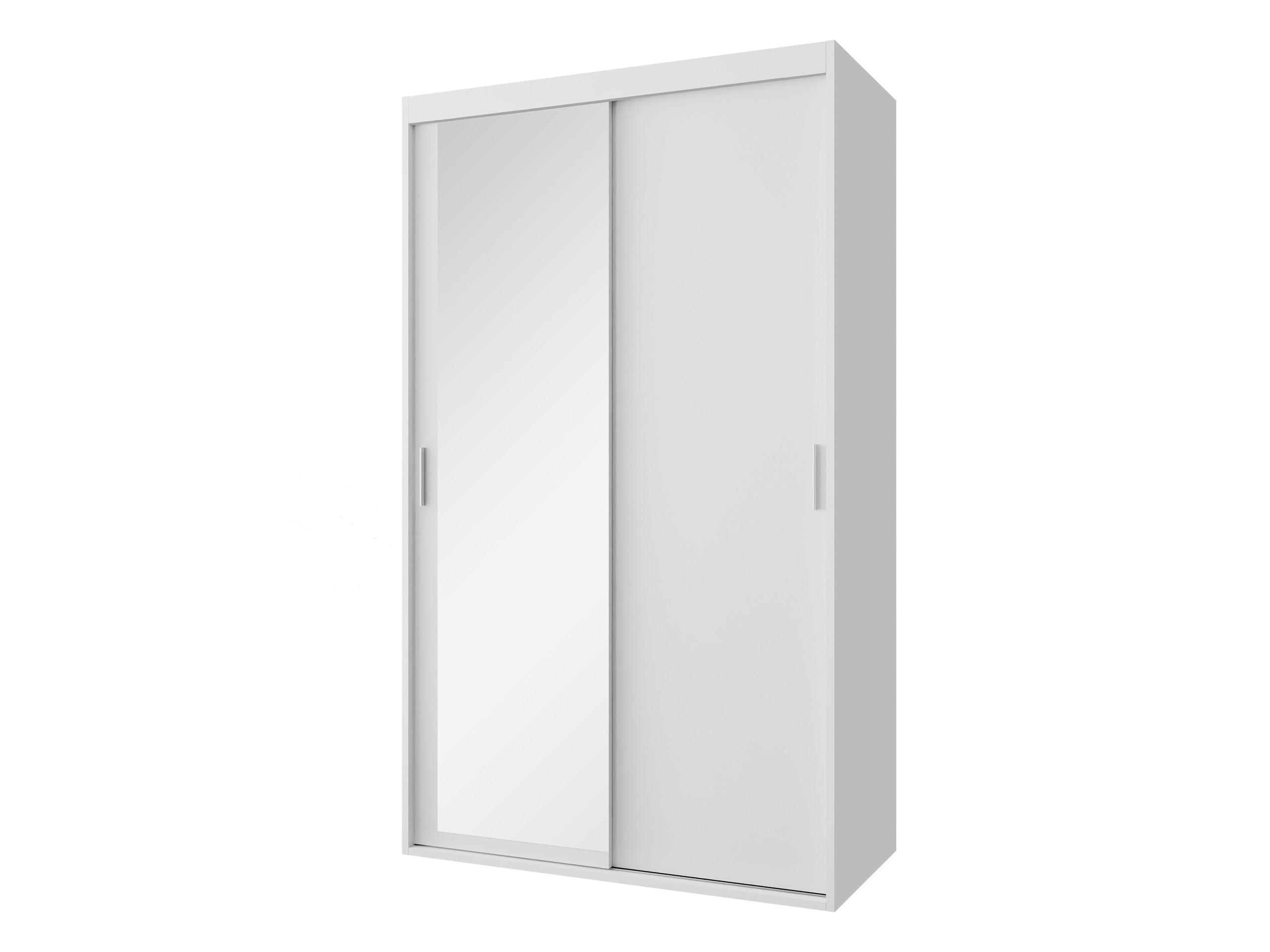 SCHWEBETÜRENSCHRANK Rejat 120 - Silberfarben/Weiß, Holzwerkstoff/Kunststoff (120/205/60cm) - MIRJAN24