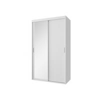 SCHWEBETÜRENSCHRANK Rejat 120 - Silberfarben/Weiß, Holzwerkstoff/Kunststoff (120/205/60cm) - MIRJAN24