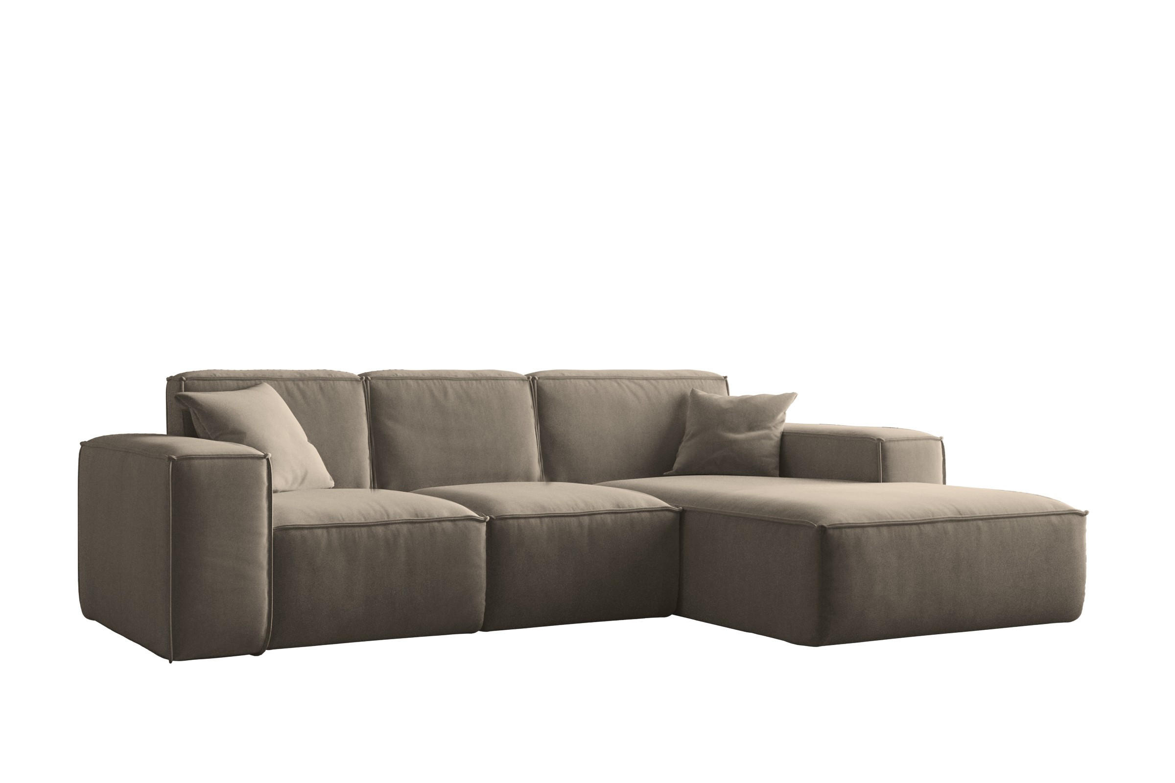 ECKSOFA, Sofa L form, Couch L form Siena L stoff Salvador Dunkelbeige Rechts - Cappuccino, Holz (266/165cm) - Kaiser Möbel