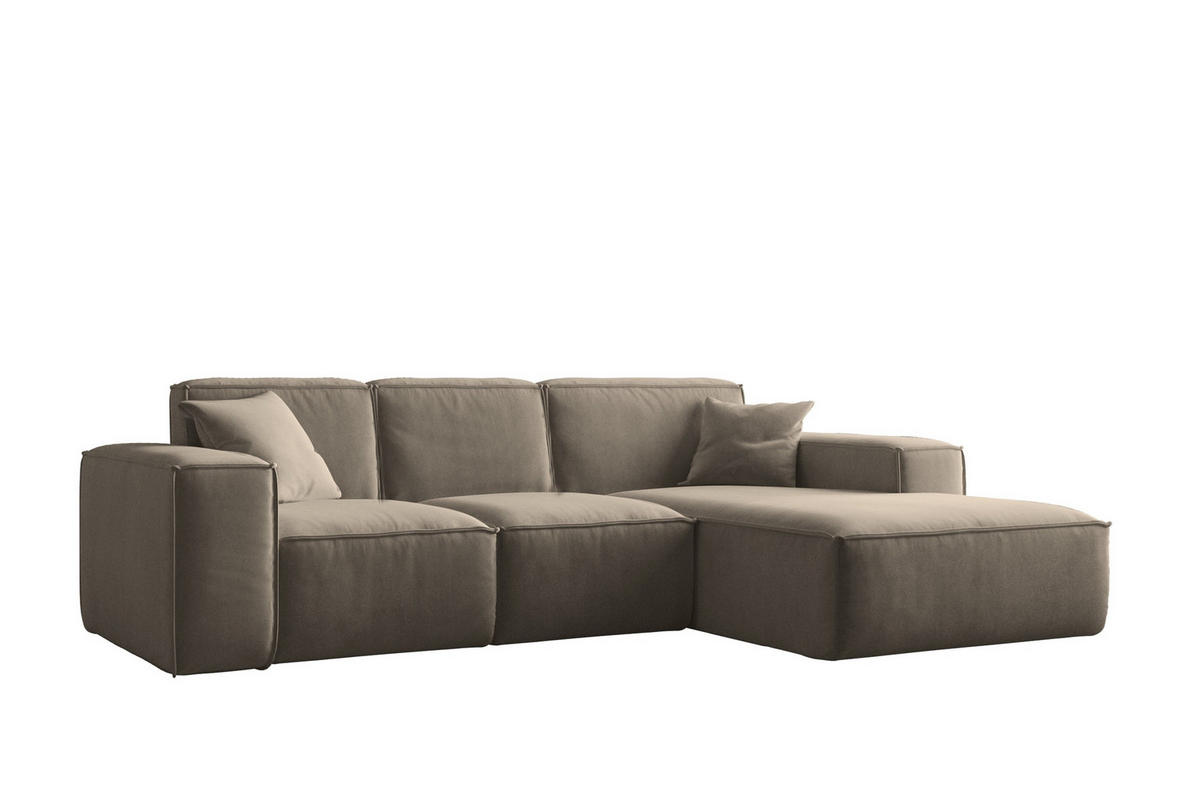 ECKSOFA L-Form Siena Stoff Salvador Dunkelbeige Rechts - Cappuccino, Holz (266/165cm) - Kaiser Möbel
