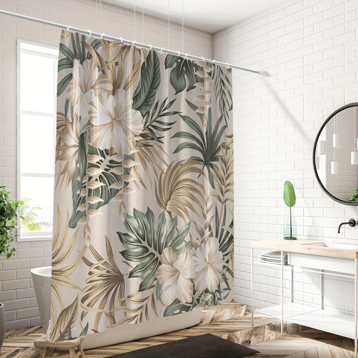 DUSCHVORHANG tropisch Polyester wasserdicht maschinenwaschbar mit Haken Dekoration Badezimmer - Multicolor, Textil (180/180cm) - MCBOSON