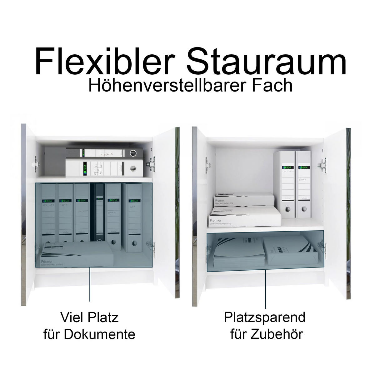 DRUCKERSCHRANK Elona, Druckerkommode mit Soft-Close & Push-to-Open, Home Office & Büro, Weiß/Anthrazit matt (51 x 60,5 x 54 cm) - Anthrazit, Holzwerkstoff (51/60.5/54cm) - InnoFurn