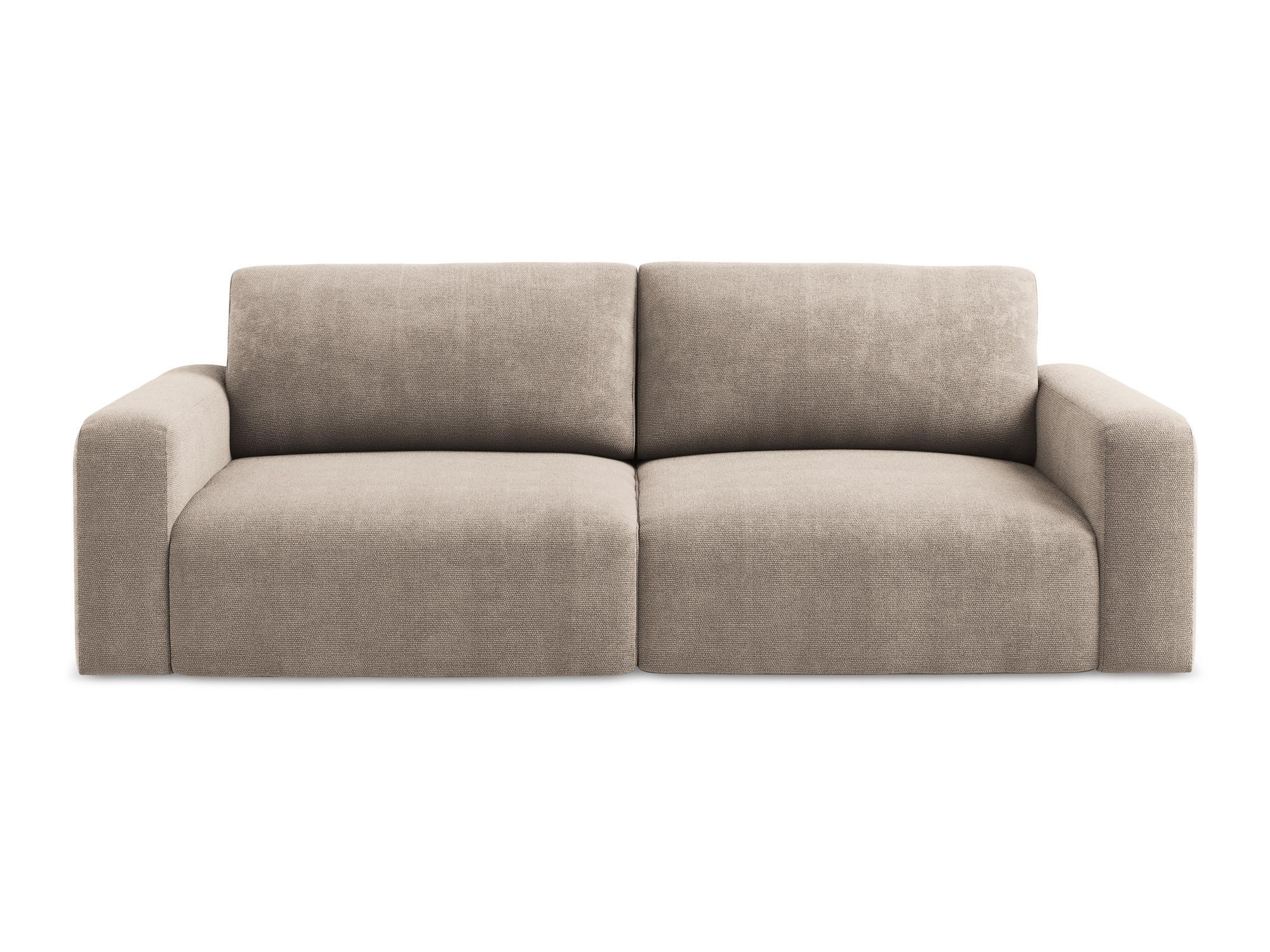 3-SITZER SOFA mit Schlaffunktion Chenille Stoff Beige - Beige/Schwarz, Kunststoff/Textil (244/79/102cm) - Makamii