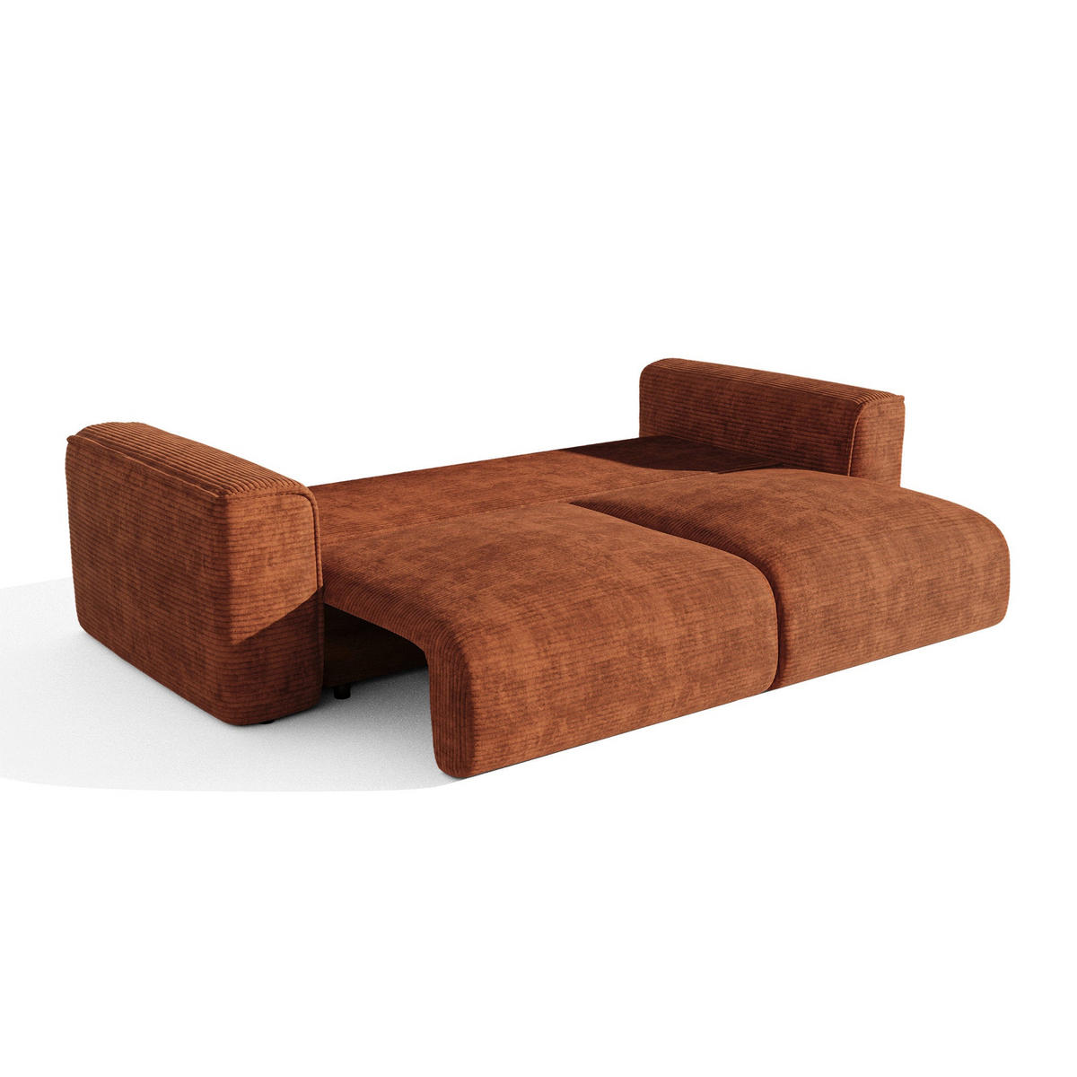SCHLAFSOFA mit Stauraum COMO Cord Terrakotta 254cm - Dunkelorange/Terracotta, Textil (254/78/95cm) - Premium Interiors