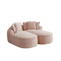 2-SITZER SOFA Chenille Rosa mit Kissen und Schlaffunktion - Rosa, Textil (184/67/164cm) - WISHDOR