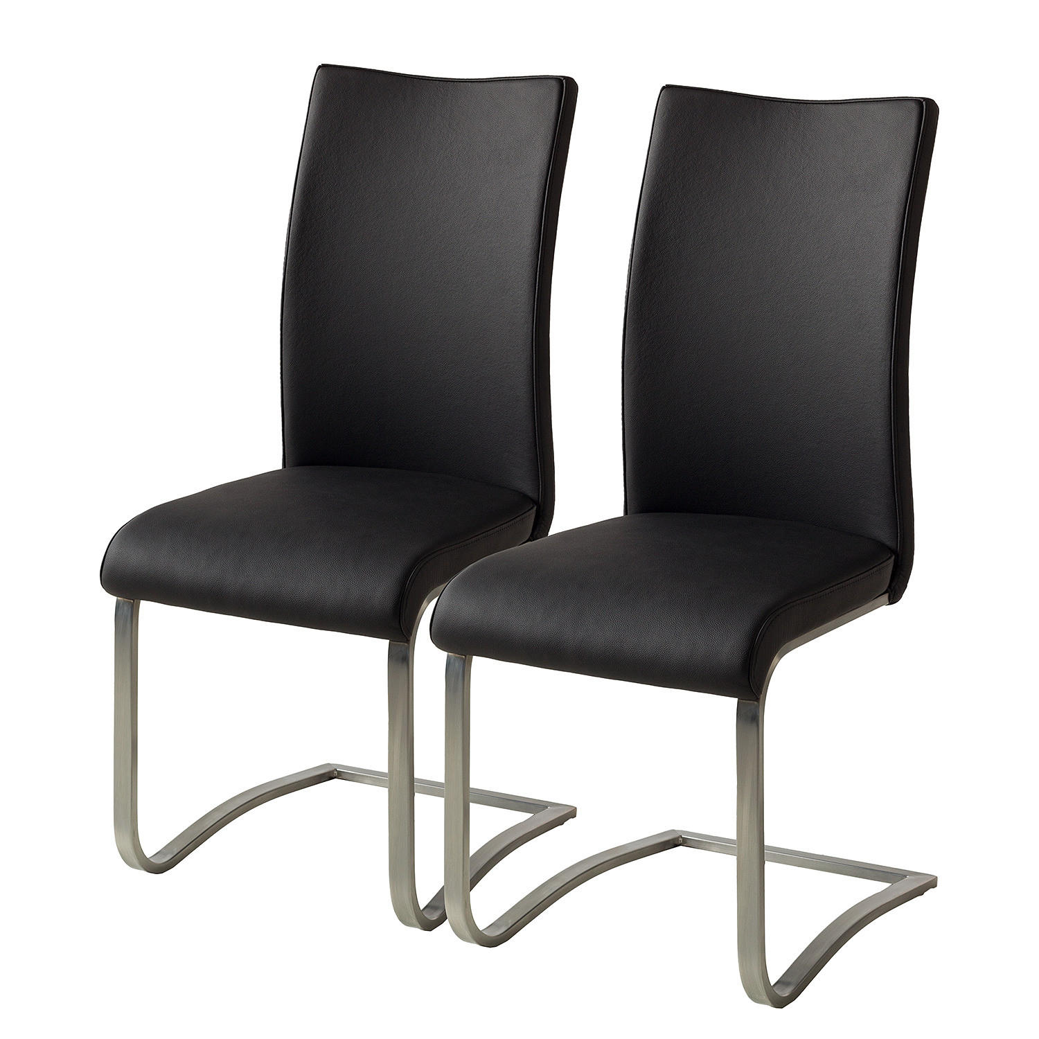 FREISCHWINGER - Edelstahlfarben/Schwarz, Leder/Metall (43/103/52cm) - home24