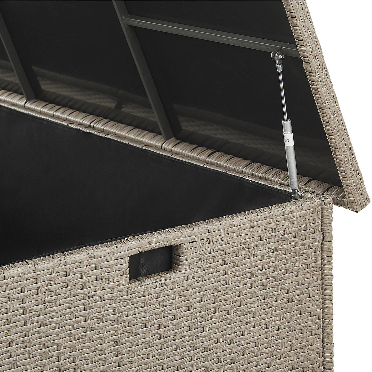 AUFLAGENBOX Rattan taupe 155/75 cm Modena - Beige/Schwarz, Kunststoff (155/80/75cm) - Beliani