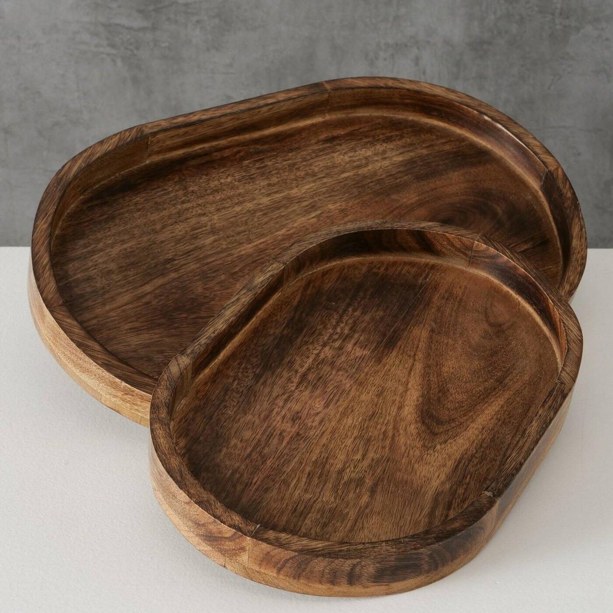 TABLETT Ovolio 2er-Set - Braun, Holz (3cm) - Boltze Home