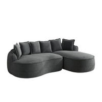 ECKSOFA 252/164/67 cm modular 122 cm grau aus Chenille mit Chaiselongue und Kissen - Grau, Textil (164/252cm) - OKWISH