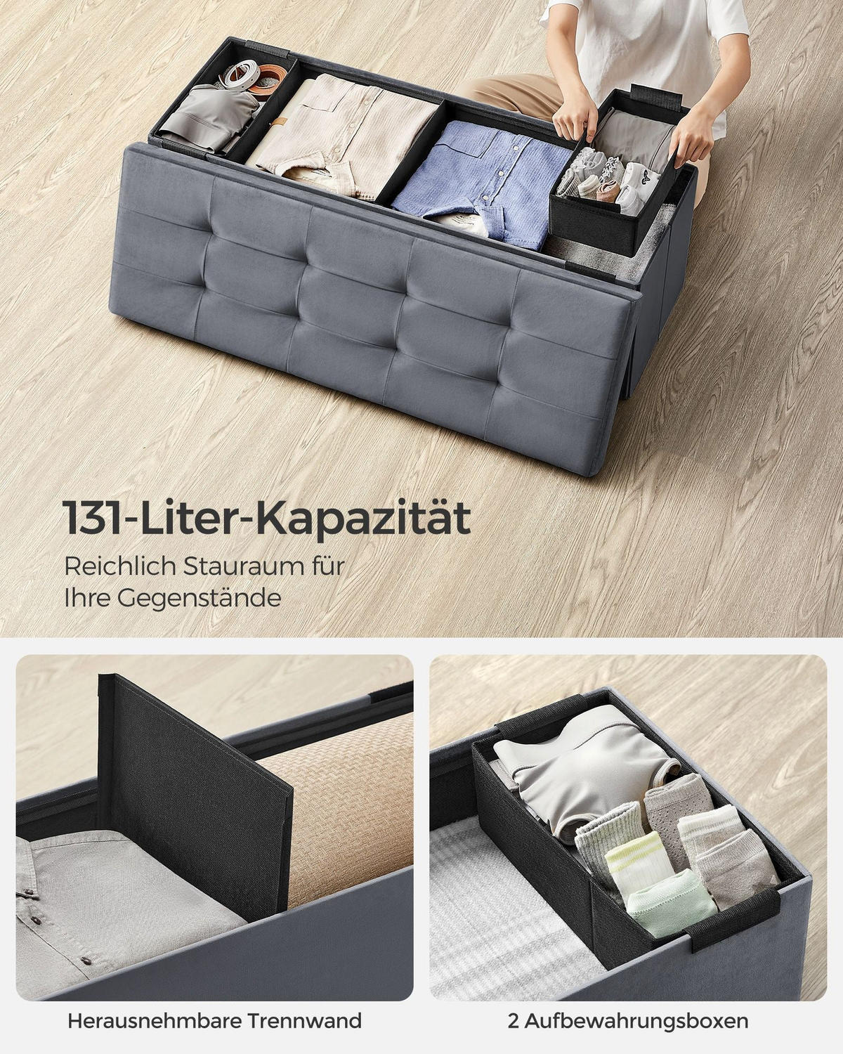 SITZBANK ROME - Grau, Holzwerkstoff (110/38/38cm) - Hansiro