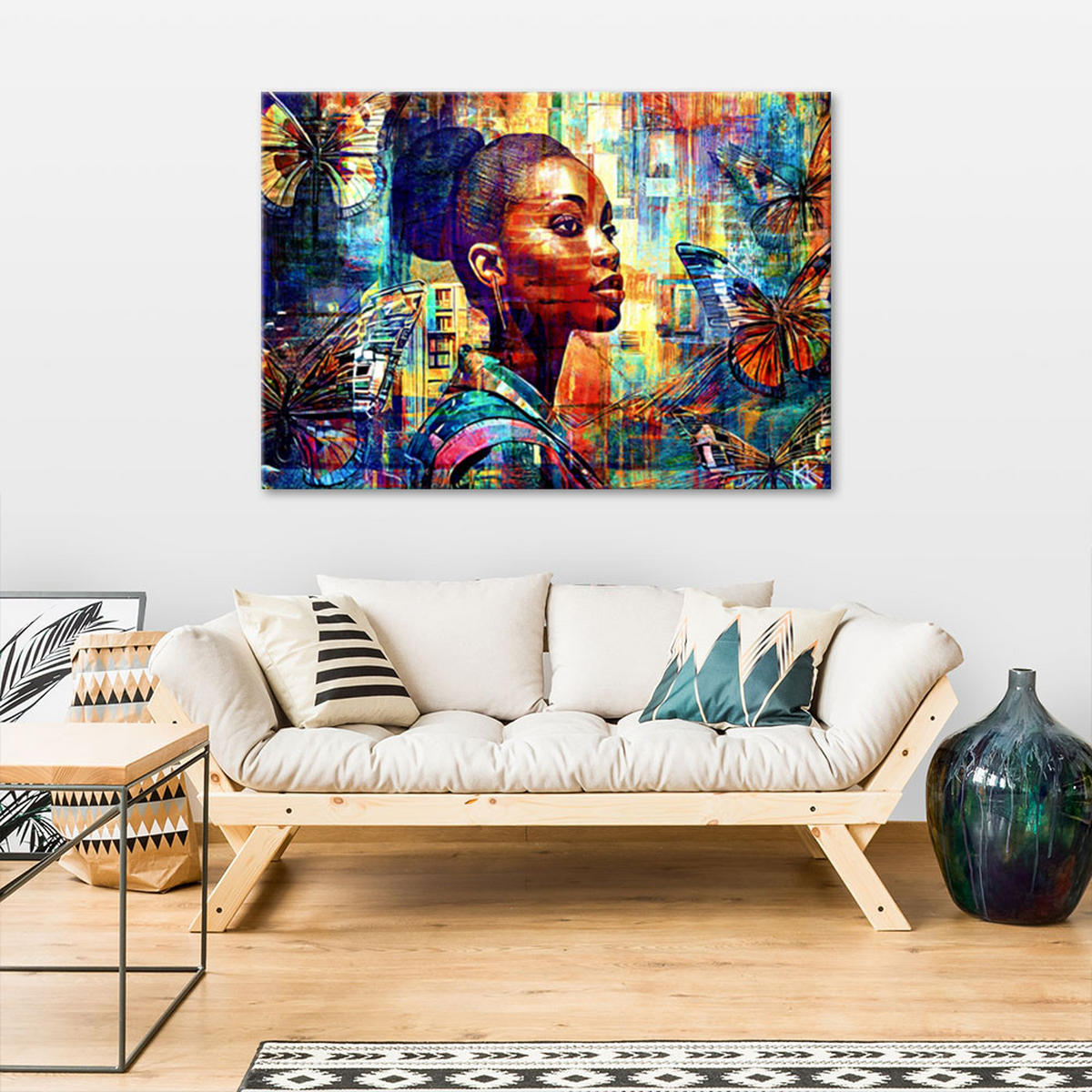 LEINWANDBILD Afrikanische Frau Glamour - Lila, Textil (120/80cm) - Feeby