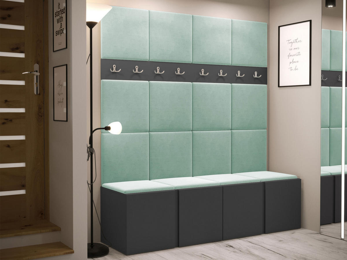 GARDEROBEN-SET Orion V - Graphitfarben/Mintgrün, Holzwerkstoff/Kunststoff (168/186/46cm) - MIRJAN24