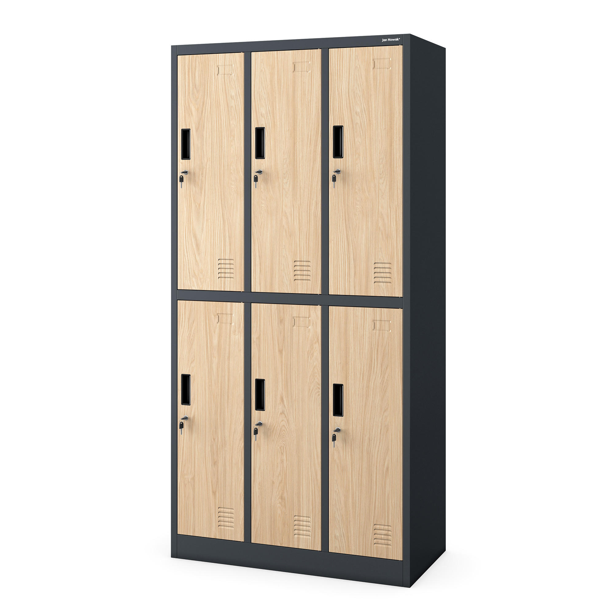 ARBEITSSCHUTZ-GARDEROBENSCHRANK 6-Türiger IGOR 185x90x45 cm - Anthrazit/Sonoma Eiche, Metall (90/185/45cm) - Jan Nowak