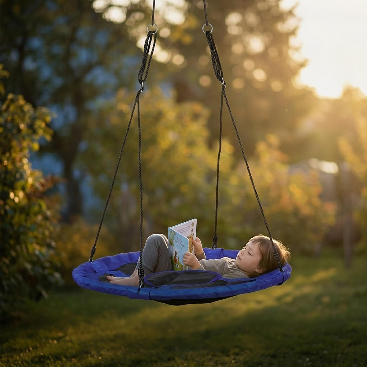 NESTSCHAUKEL Dunkelblau 100 cm - Multicolor, Kunststoff/Metall (100/145/100cm) - Relaxdays