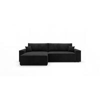 ECKSOFA VIENNA links schwarz Cord Poso 135 - Schlaffunktion, Bettkasten - Schwarz, Textil (285/185cm) - Cornero