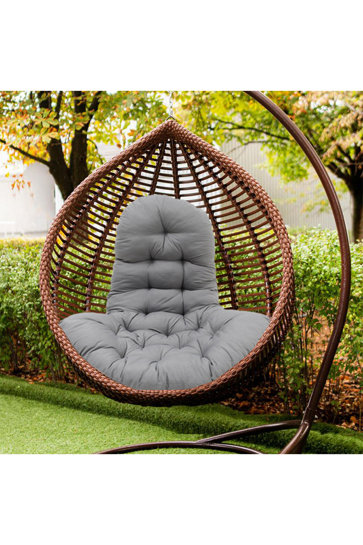 HÄNGESESSEL-KISSEN aus Polyester Baumwolle in Schwarz mit dicker Polsterung 95 * 55 cm - Grau, Textil (55/95cm) - Livingandhome