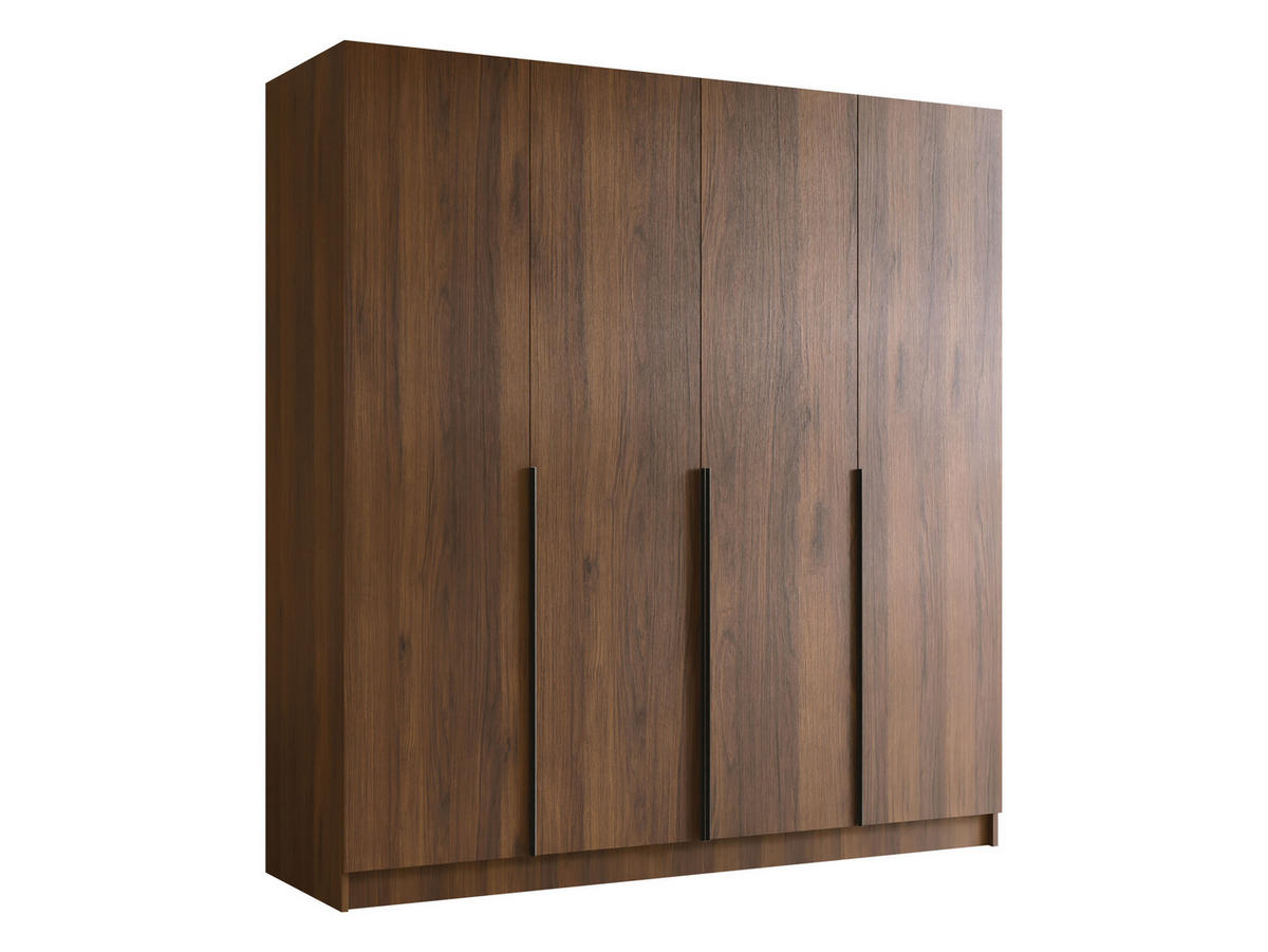 KLEIDERSCHRANK Santi I - Nussbaumfarben/Schwarz, Holzwerkstoff/Metall (200/215/58cm) - MIRJAN24