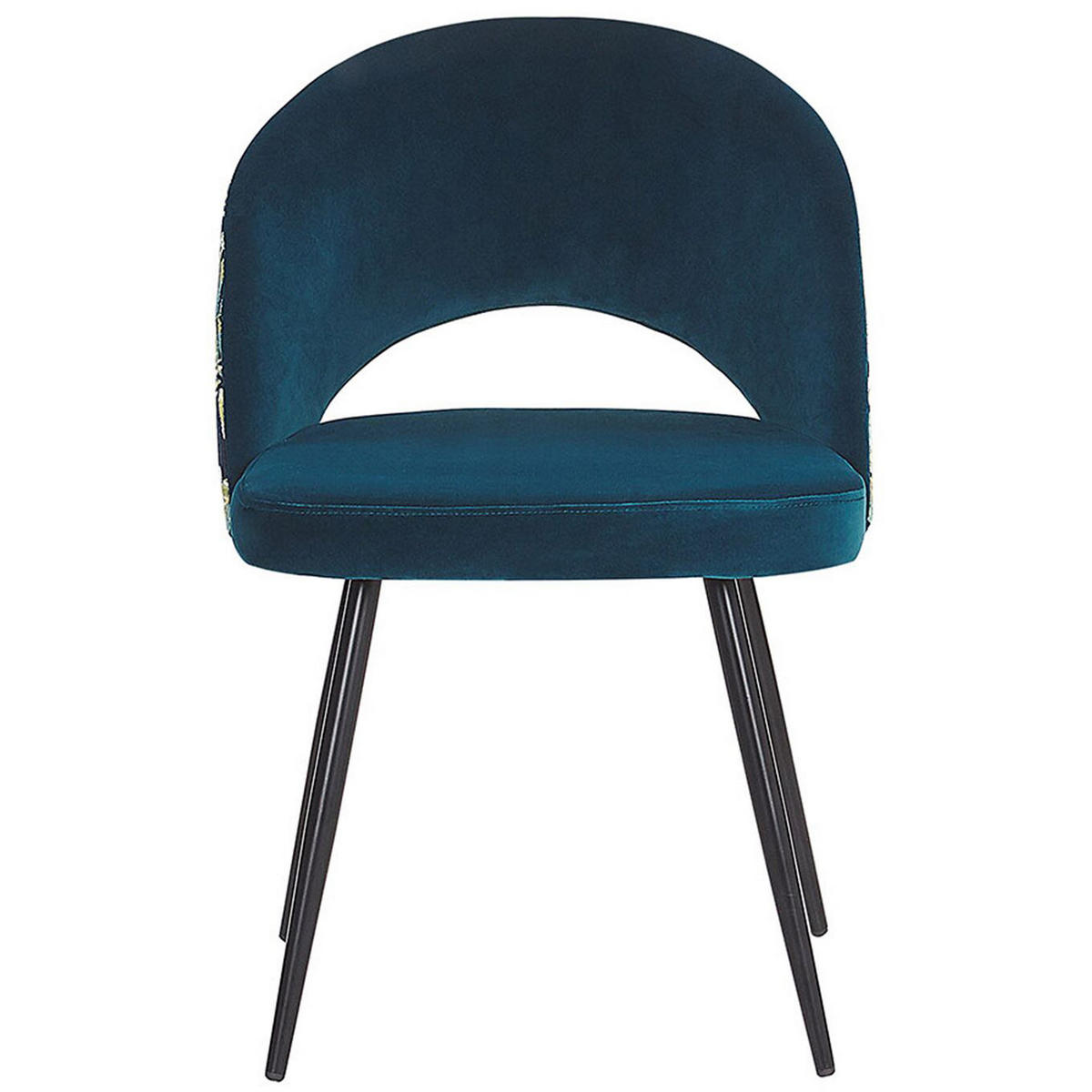 ESSZIMMERSTUHL 2er-Set Samtstoff Blau Vivian - Blau, Textil/Metall (52/77/56cm) - Beliani