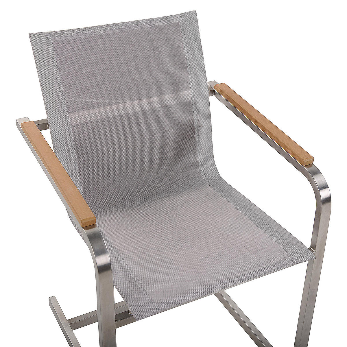 GARTENSTUHL 6er-Set Edelstahl beige Cosoleto - Beige, Metall (56/85/55cm) - Beliani