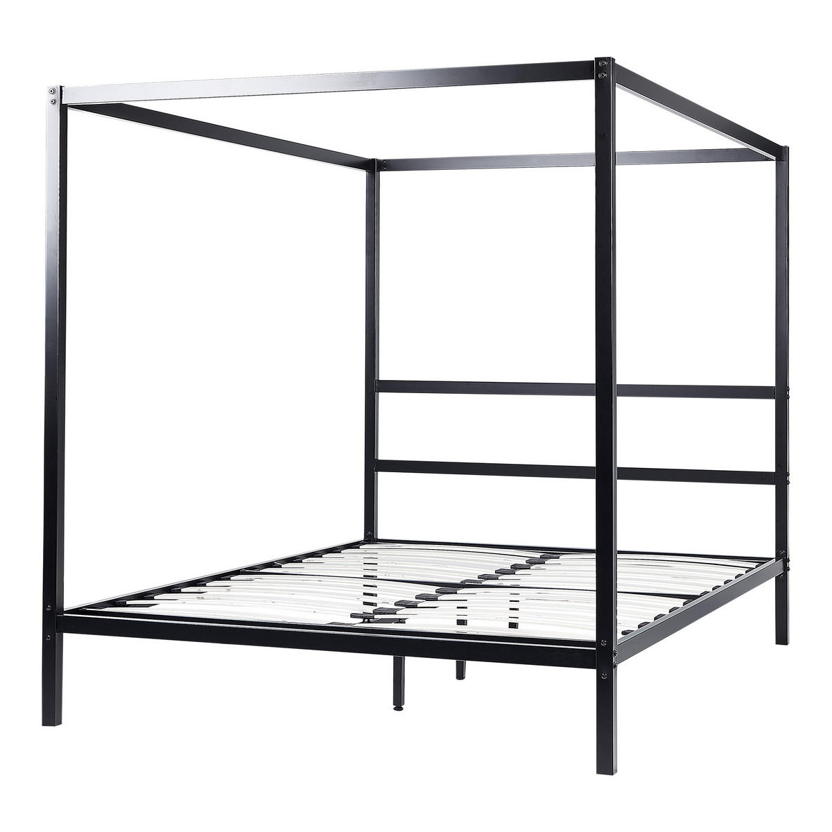 HIMMELBETT 160/200cm Schwarz Lestards - Schwarz, Metall (160/200cm) - Beliani