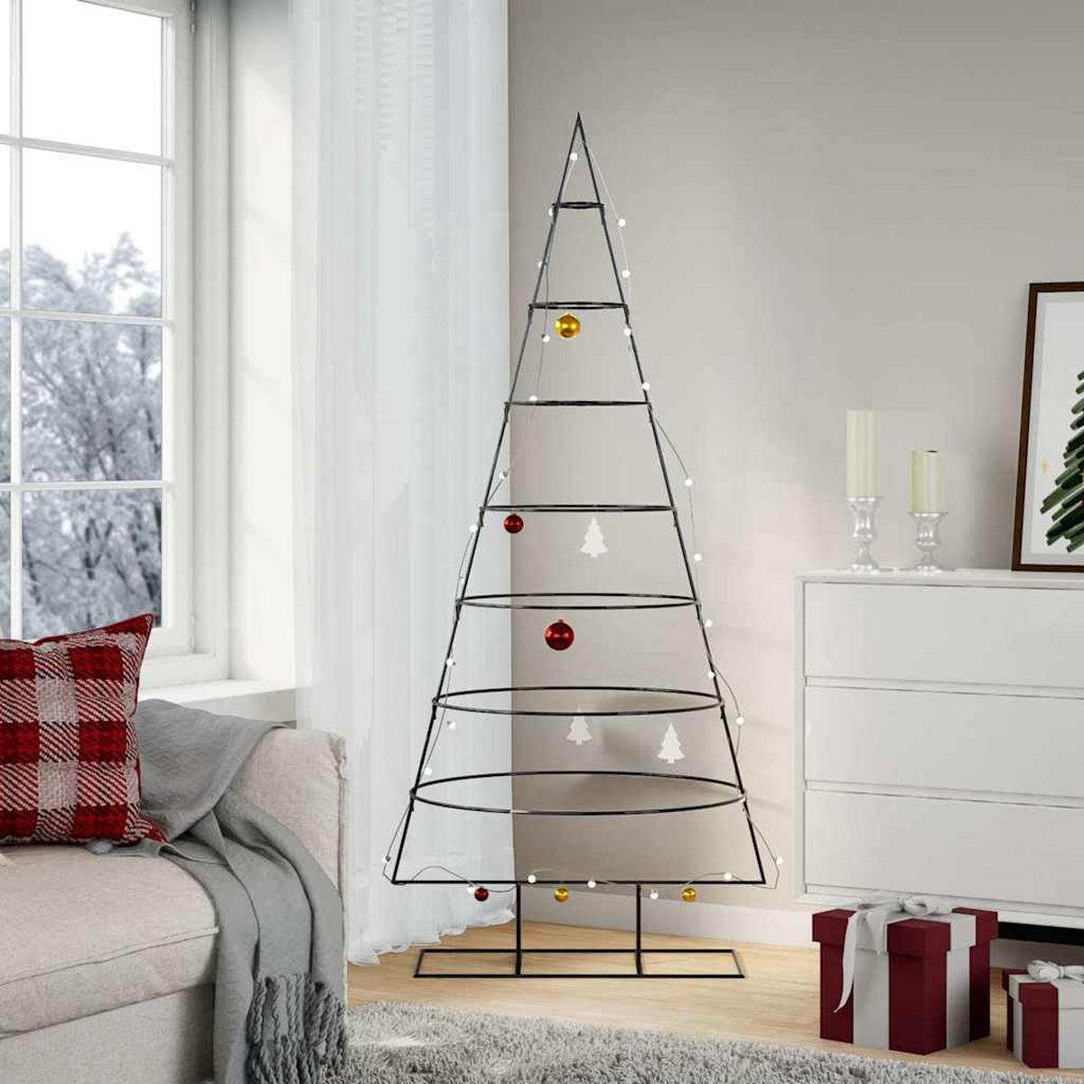 WEIHNACHTSBAUM Metall 80/75/180 Cm Schwarz Stahl - Schwarz, Metall (180cm) - vidaXL