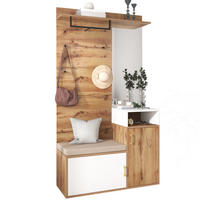 GARDEROBENSET 105/40/190,5 cm aus MDF und Spanplatte mit Spiegel und Sitzbank Weiß/Holzfarben - Weiß, Holzwerkstoff (105/190.5/40cm) - Modenvie