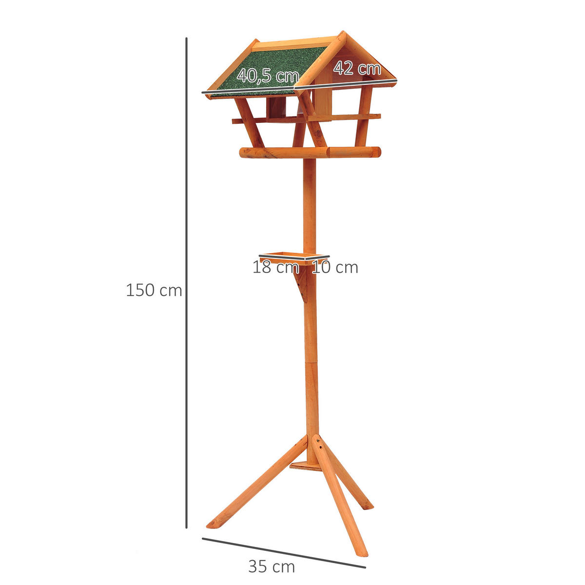 VOGELFUTTERSTATION DE-17837 mit Plattform & Nistkasten Natur - Braun, Holz (37.5/42/44cm) - ComfortXL