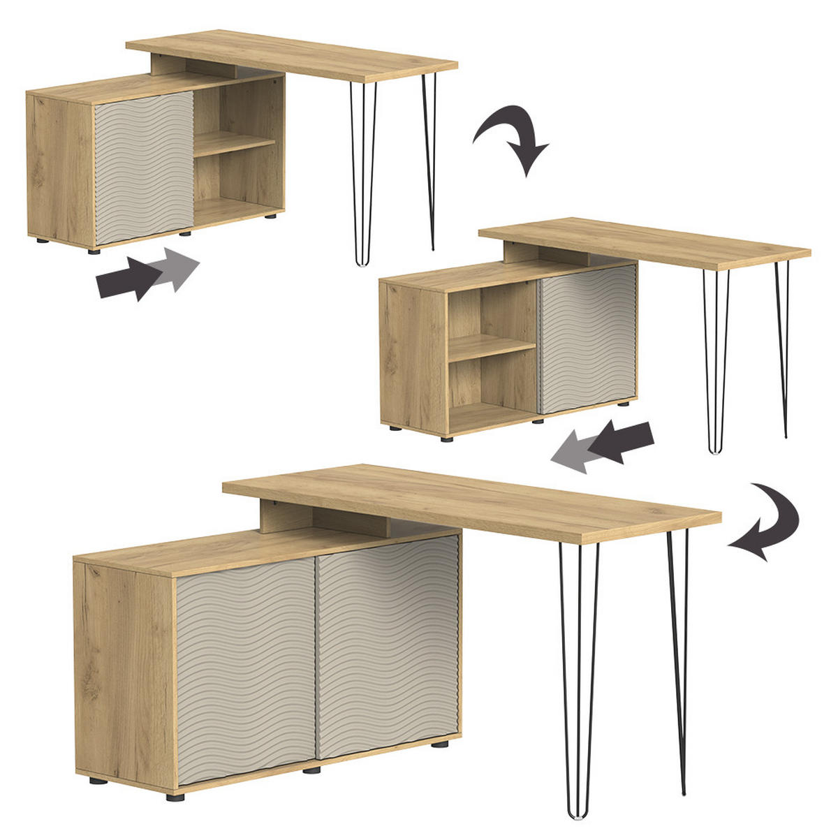 ROHOVÝ PSACÍ STŮL Notivo Kašmír - kašmírová, kompozitní dřevo (55/135/77cm) - Vicco