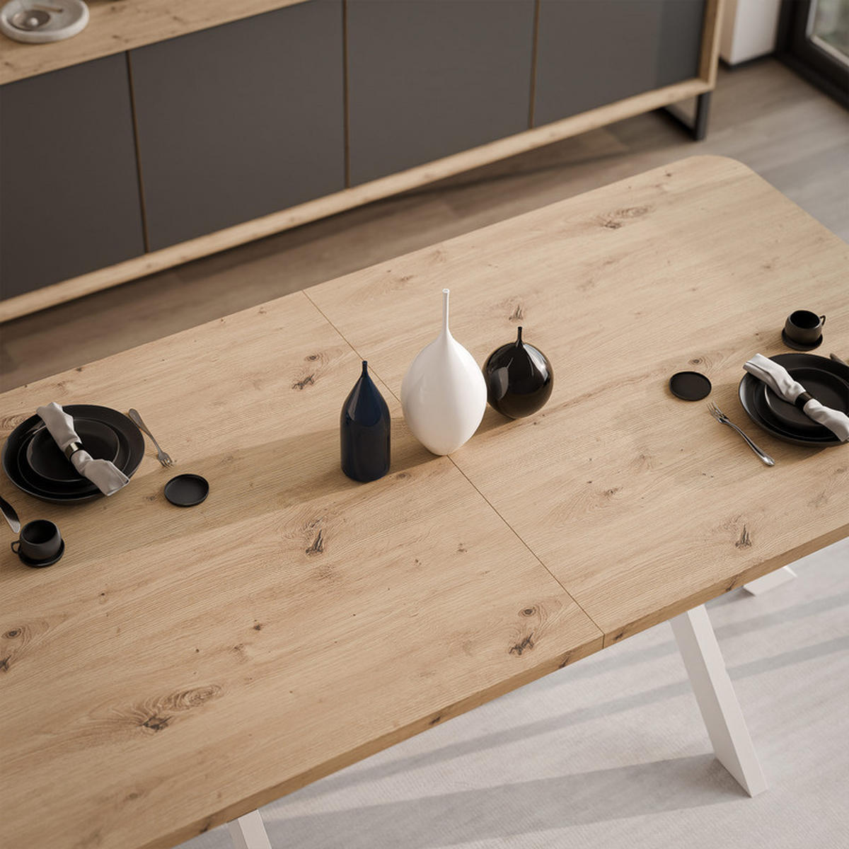 AUSZIEHTISCH DANTON 200/100/76 cm, Weiß / Artisan-Eiche - Weiß/Eiche Artisan, Holzwerkstoff/Metall (100/200/76cm) - Idohome