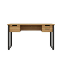 SCHREIBTISCH Holzfarben und Schwarz 130/55/76 cm mit 3 Schubladen - Schwarz, Holzwerkstoff (55/130/76cm) - PANGIVO