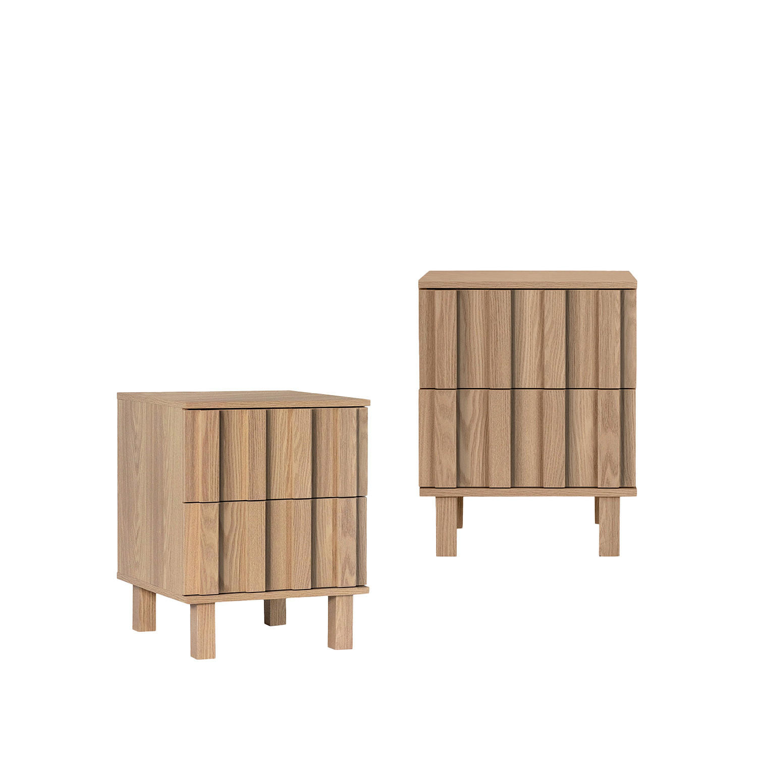 NACHTTISCH 2 SCHUBLADEN Otto Natürlich 42 cm x 54 cm 2er-Set - Naturfarben, Holzwerkstoff (42/54/40cm) - Klast Home