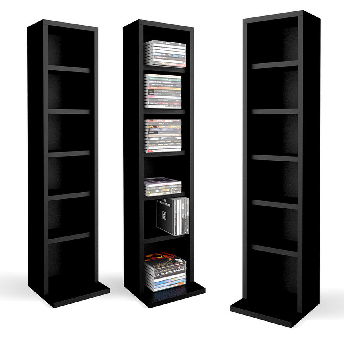 CD-REGAL Schwarz 21 x 91.8 cm - Schwarz, Holzwerkstoff (21/91.8/20cm) - Vicco